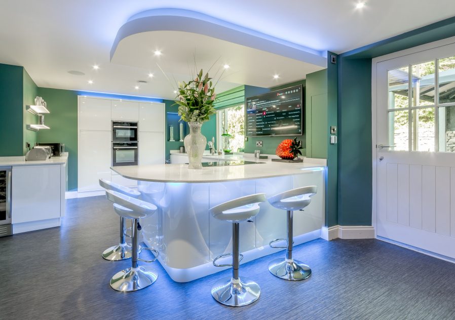 boutique self catering luxury accommodation kitchen with mood lighting
