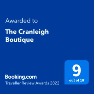 booking dot com award 9 out of 10 for the Cranleigh Boutique